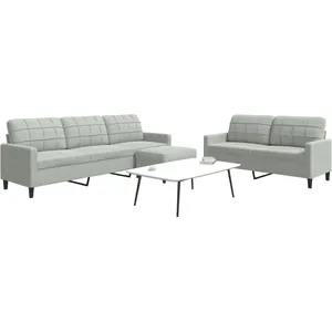 vidaXL Ensemble de canapés 3 pcs avec coussins Gris clair Velours pas cher