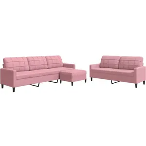 vidaXL Ensemble de canapés 3 pcs avec coussins Rose Velours pas cher