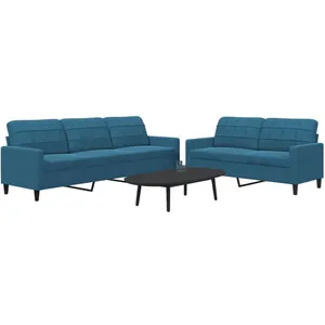 vidaXL Ensemble de canapés 2 pcs avec coussins Bleu Velours pas cher