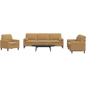 vidaXL Ensemble de canapés 3 pcs avec coussins et traversins velours pas cher