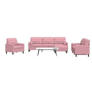 vidaXL Ensemble de canapés 4pcs et coussins et traversins rose velours pas cher