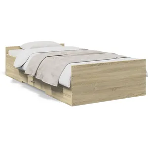 vidaXL Cadre de lit et tiroirs chêne sonoma 90x200cm bois d'ingénierie pas cher