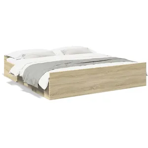 vidaXL Cadre de lit à tiroirs chêne sonoma 180x200cm bois d'ingénierie