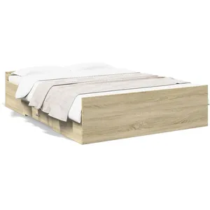vidaXL Cadre de lit et tiroirs chêne sonoma 120x190 cm bois ingénierie pas cher
