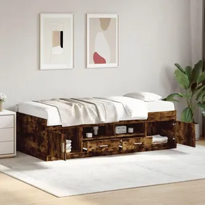 VidaXL Slaapbank met lades zonder matras 90x190 cm gerookt eikenkleur3280255 pas cher