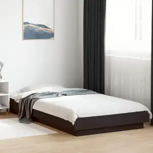 vidaXL Cadre de lit noir 90x200 cm bois d'ingénierie pas cher
