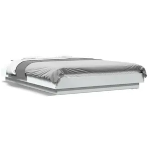 vidaXL Cadre de lit Blanc 140x190 cm bois d'ingénierie pas cher