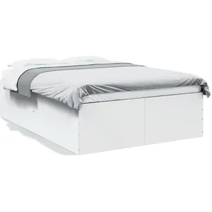 vidaXL Cadre de lit Blanc 120x190 cm bois d'ingénierie pas cher