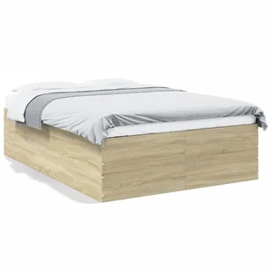 vidaXL Cadre de lit chêne sonoma 140x200 cm bois d'ingénierie pas cher