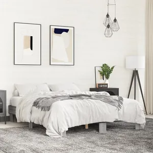 VidaXL Bedframe bewerkt hout metaal grijs sonoma eiken 150x200 cm3280235 pas cher