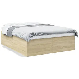 vidaXL Cadre de lit chêne sonoma 150x200 cm bois d'ingénierie pas cher