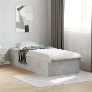 vidaXL Cadre de lit gris béton 100x200 cm bois d'ingénierie pas cher