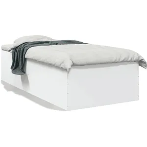 vidaXL Cadre de lit blanc 90x190 cm bois d'ingénierie pas cher