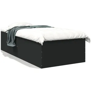 vidaXL Cadre de lit noir 90x200 cm bois d'ingénierie pas cher