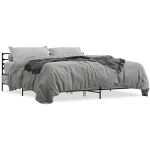 vidaXL Cadre de lit sonoma gris 200x200 cm bois d'ingénierie et métal pas cher