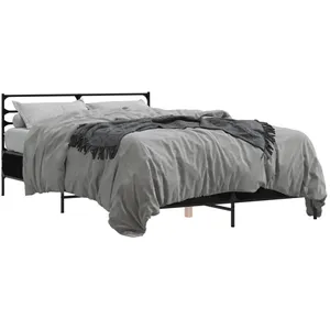 vidaXL Cadre de lit noir 140x200 cm bois d'ingénierie et métal pas cher