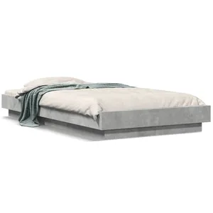 vidaXL Cadre de lit avec lumières LED gris béton 75x190 cm pas cher