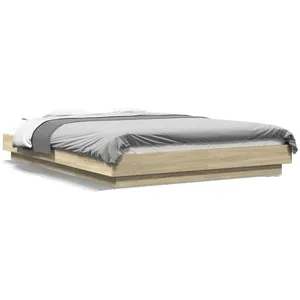 vidaXL Cadre de lit avec lumières LED chêne sonoma 140x190 cm pas cher