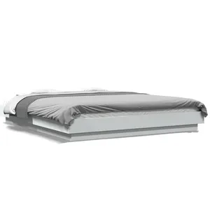 vidaXL Cadre de lit avec lumières LED blanc 160x200 cm bois ingénierie pas cher