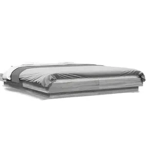 vidaXL Cadre de lit avec lumières LED sonoma gris 160x200 cm pas cher