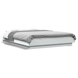 vidaXL Cadre de lit avec lumières LED blanc 120x190 cm bois ingénierie pas cher