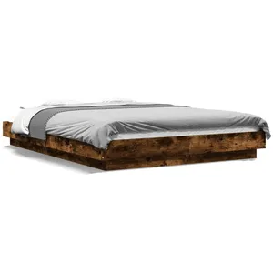 vidaXL Cadre de lit avec lumières LED chêne fumé 120x200 cm pas cher