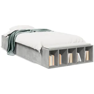 vidaXL Cadre de lit gris béton 90x200 cm bois d'ingénierie pas cher