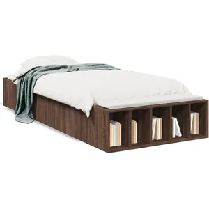 vidaXL Cadre de lit chêne marron 90x200 cm bois d'ingénierie pas cher