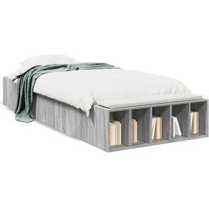 vidaXL Cadre de lit sonoma gris 90x190 cm bois d'ingénierie pas cher