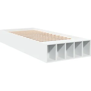 vidaXL Cadre de lit blanc 75x190 cm bois d'ingénierie pas cher