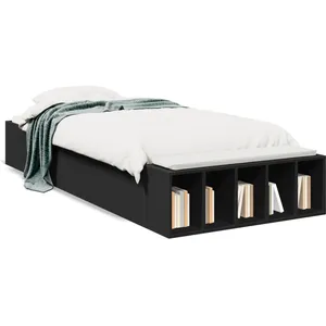 vidaXL Cadre de lit noir 75x190 cm bois d'ingénierie pas cher