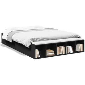 vidaXL Cadre de lit noir 120x190 cm bois d'ingénierie pas cher