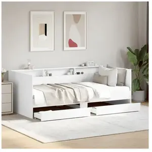 vidaXL Lit de jour avec tiroirs blanc 75x190 cm bois d'ingénierie pas cher