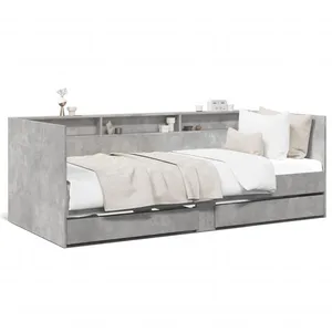 vidaXL Lit de jour et tiroirs gris béton 75x190 cm bois d'ingénierie pas cher