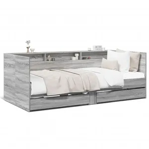 VIDAXL Slaapbank met lades zonder matras 75x190 cm grijs sonoma eiken3280865 pas cher