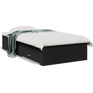 Cadre de lit avec tiroirs noir 75x190 cm bois d'ingénierie Vidaxl Noir pas cher