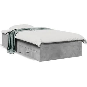 Vidaxl - Cadre de lit avec tiroirs sans matelas gris béton 75x190 cm pas cher