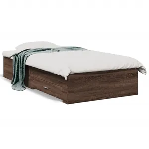 Vidaxl cadre de lit avec tiroirs sans matelas chêne marron 75x190 cm pas cher
