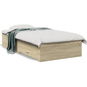 Comparateur de prix : vidaXL Cadre de lit avec tiroirs sans matelas chêne sonoma 90x200 cm