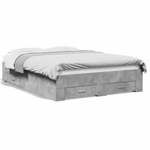 Vidaxl cadre de lit avec tiroirs sans matelas gris béton 120x190 cm pas cher