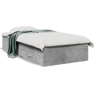 Vidaxl cadre de lit avec tiroirs sans matelas gris béton 100x200 cm pas cher