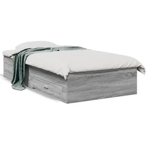 VIDAXL Bedframe met lades bewerkt hout grijs sonoma eiken 100x200 cm3280424 pas cher