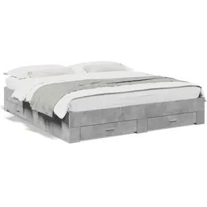 Comparateur de prix : Vidaxl cadre de lit avec tiroirs sans matelas gris béton 200x200 cm