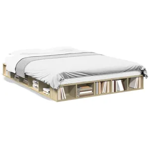 vidaXL Cadre de lit chêne sonoma 140x200 cm bois d'ingénierie pas cher