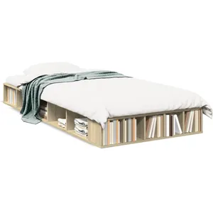vidaXL Cadre de lit chêne sonoma 90x200 cm bois d'ingénierie pas cher