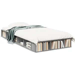 vidaXL Cadre de lit sonoma gris 90x200 cm bois d'ingénierie pas cher