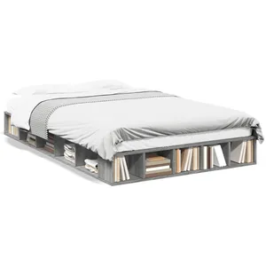 vidaXL Cadre de lit sonoma gris 140x190 cm bois d'ingénierie pas cher