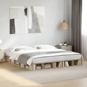 vidaXL Cadre de lit chêne sonoma 200x200 cm bois d'ingénierie pas cher