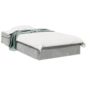 vidaXL Cadre de lit et tiroirs gris béton 90x190 cm bois d'ingénierie pas cher