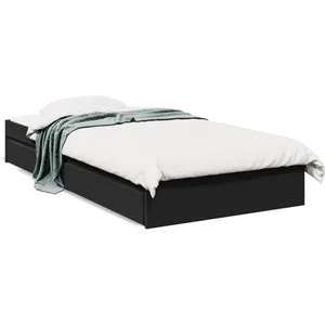vidaXL Cadre de lit avec tiroirs noir 75x190 cm bois d'ingénierie pas cher